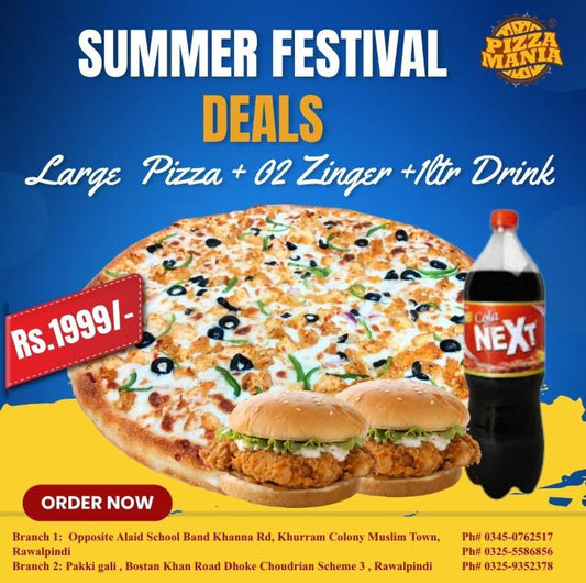Large Pizza + 02 Zinger + 1ltr Drink