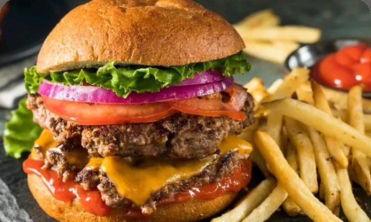 Beef Burger with Cheese Fries & Drink